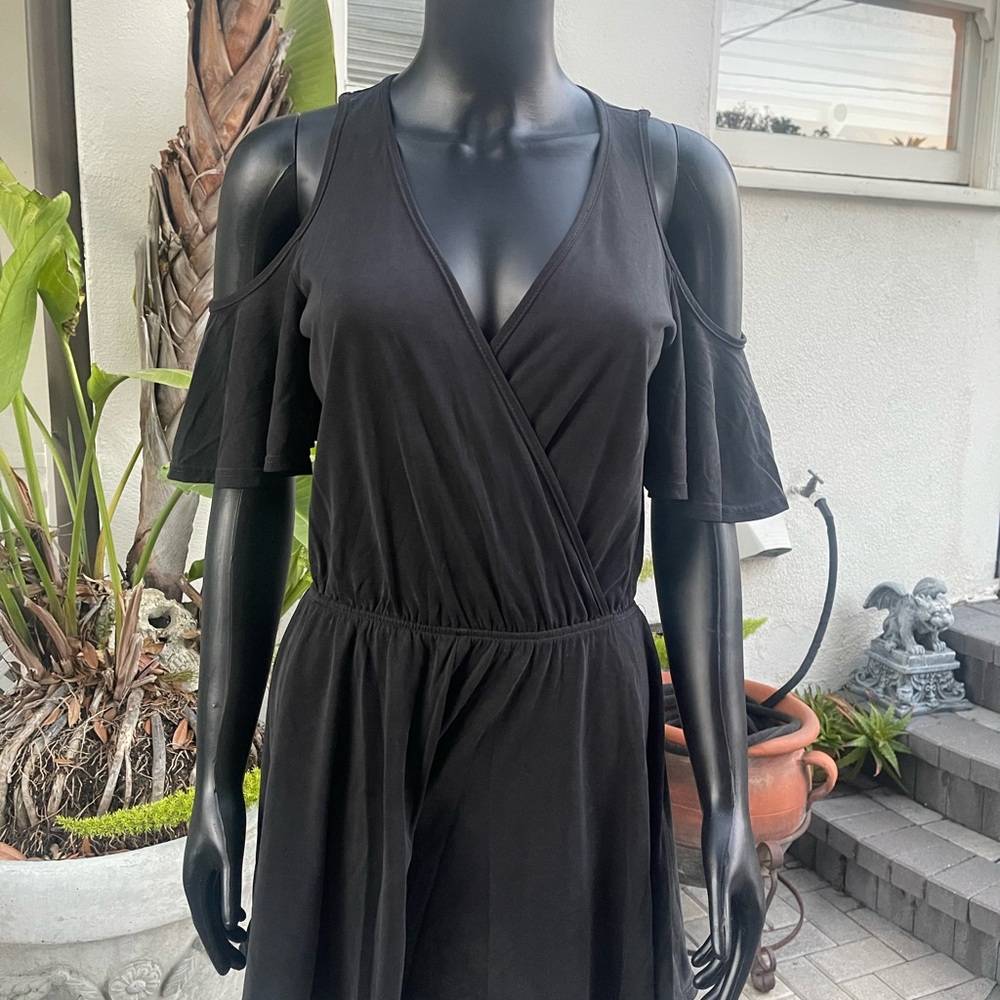 Aqua Black Romper Women’s Low Neck One Piece Jumpsuit